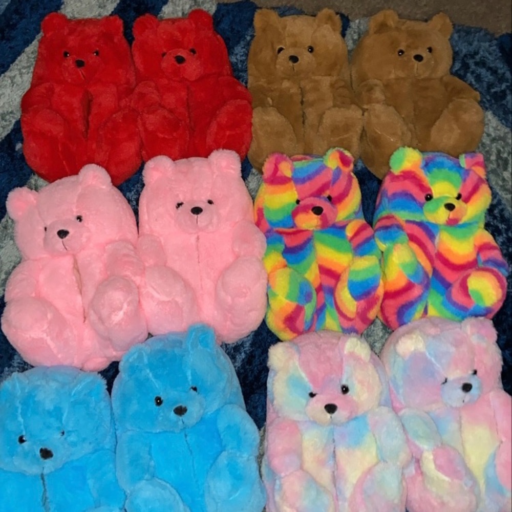 Teddy bear house slipper 🌈🧸✨